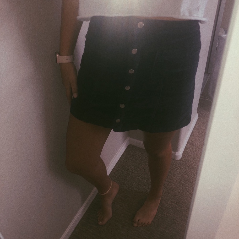 UO Corduroy Front Button-Up Skirt